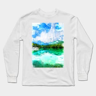 Trees By The Lake Abstract. For Nature Lovers. Long Sleeve T-Shirt